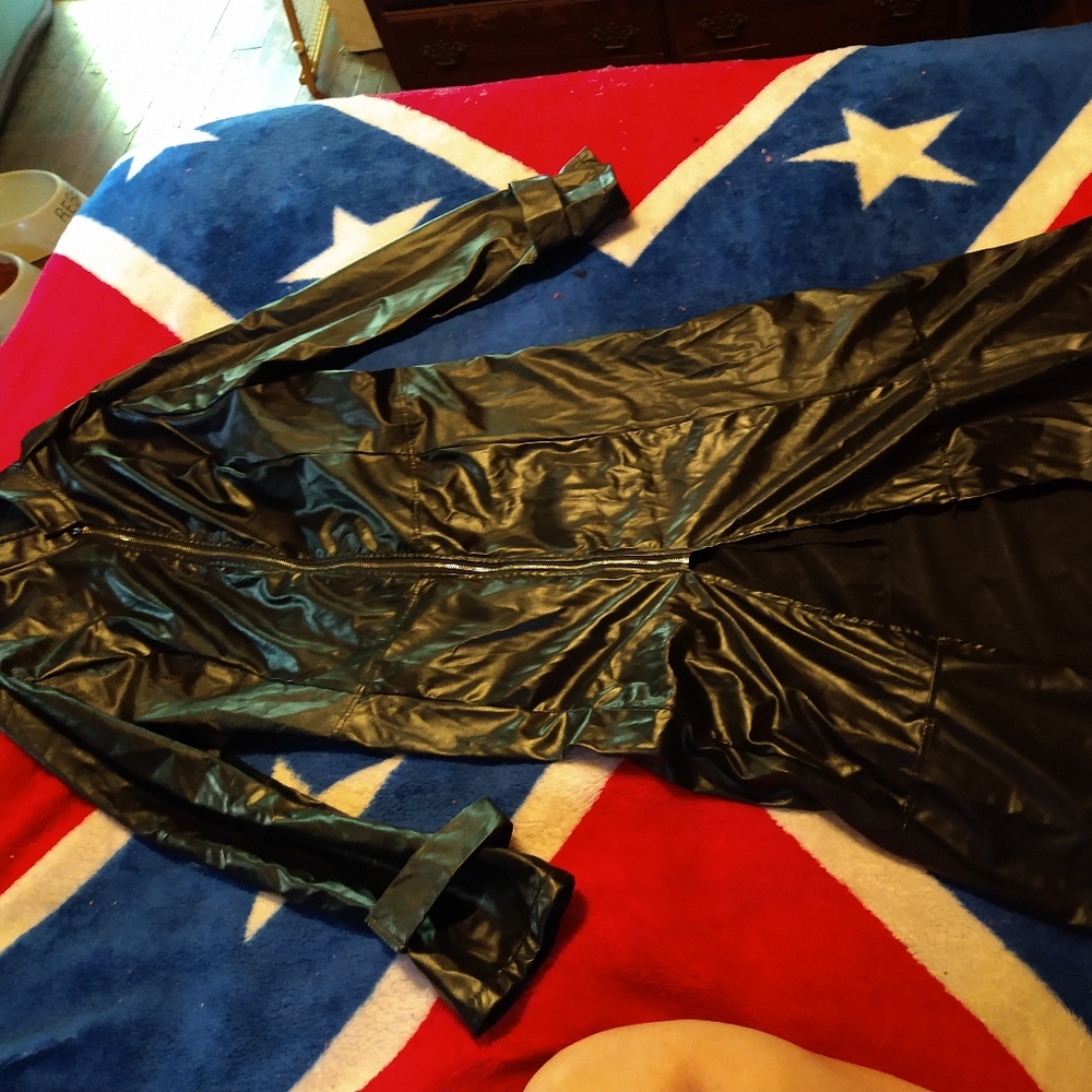Black leather coat